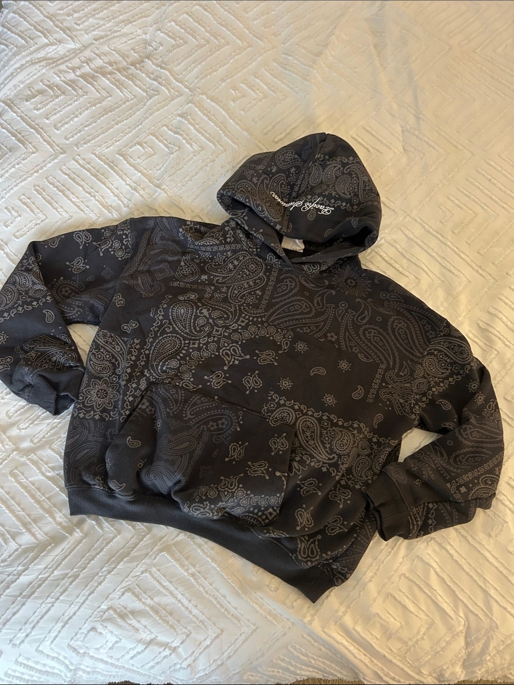 Pacsun Kids Black Paisley Long Sleeves Pullover Hoodie Sweatshirt Size Medium 10